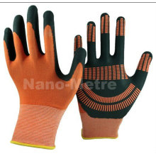 NMSAFETY orange micro foam nitrile gloves with grip dots